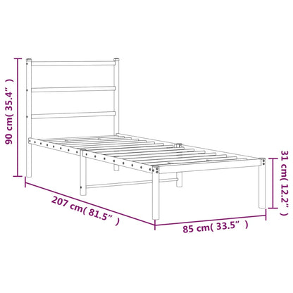 vidaXL Metal Bed Frame without Mattress with Headboard White 80x200cm