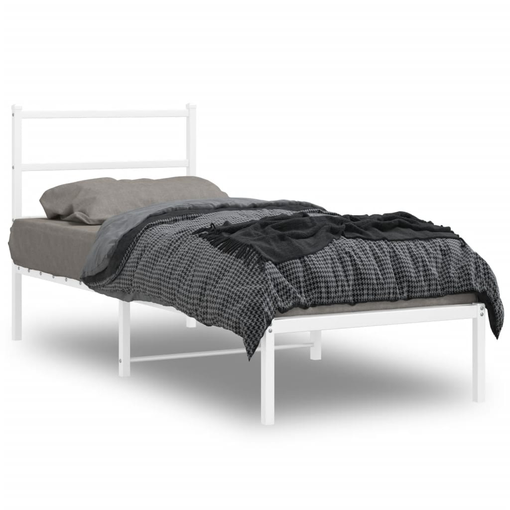 vidaXL Metal Bed Frame without Mattress with Headboard White 80x200cm