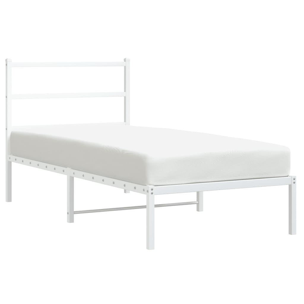 vidaXL Metal Bed Frame without Mattress with Headboard White 90x190cm