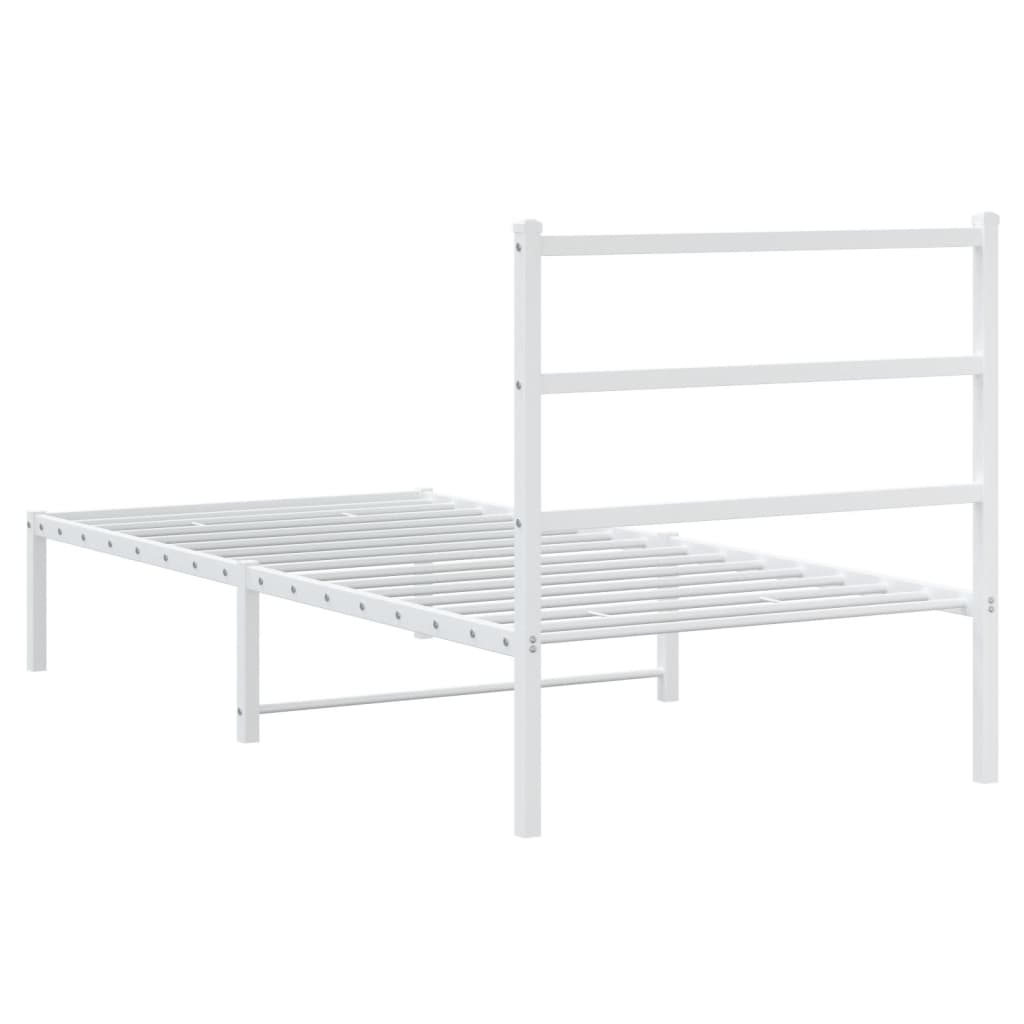 vidaXL Metal Bed Frame without Mattress with Headboard White 90x190cm