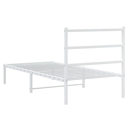 vidaXL Metal Bed Frame without Mattress with Headboard White 90x190cm
