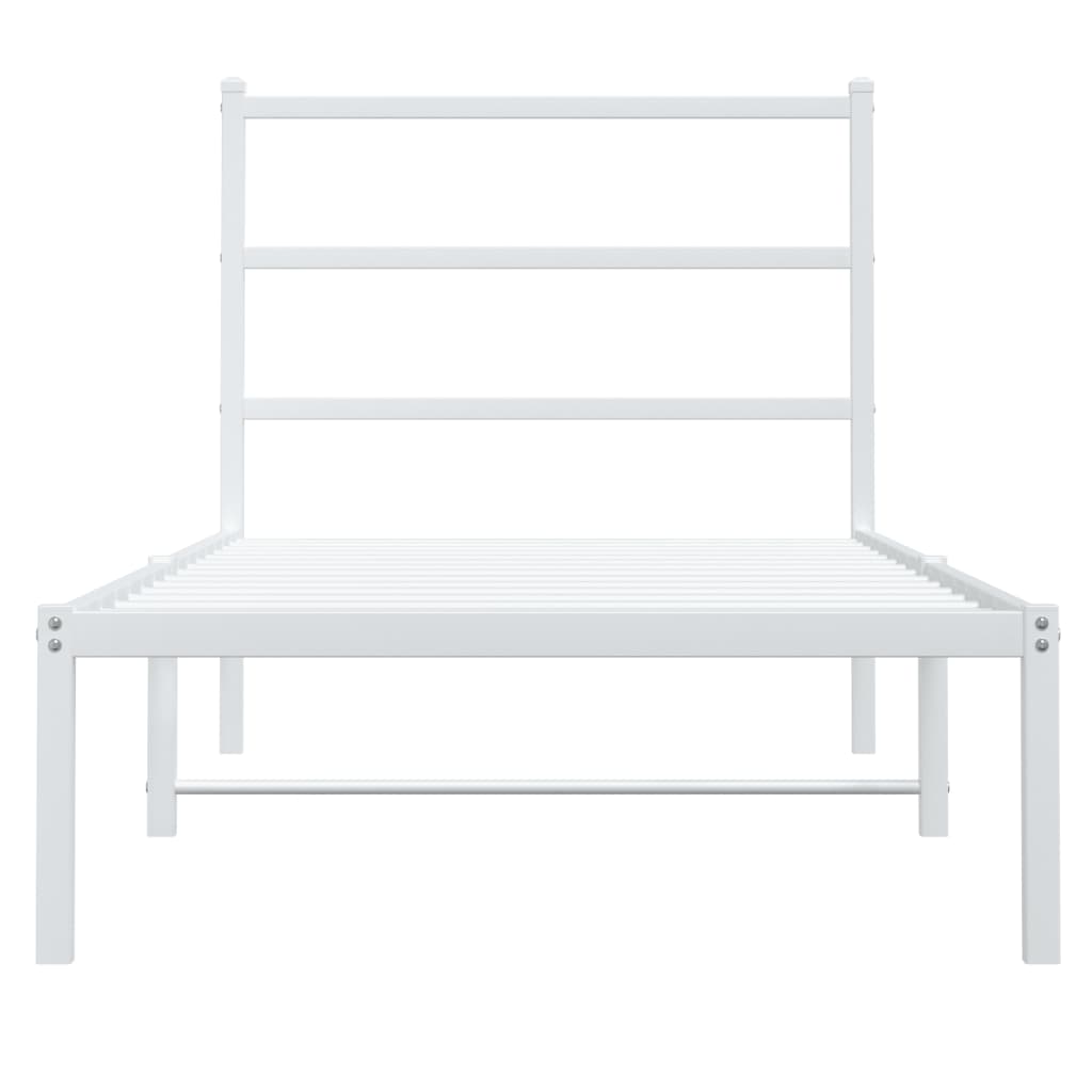 vidaXL Metal Bed Frame without Mattress with Headboard White 90x200cm