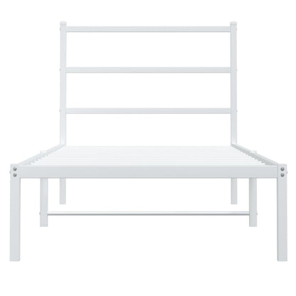 vidaXL Metal Bed Frame without Mattress with Headboard White 90x200cm