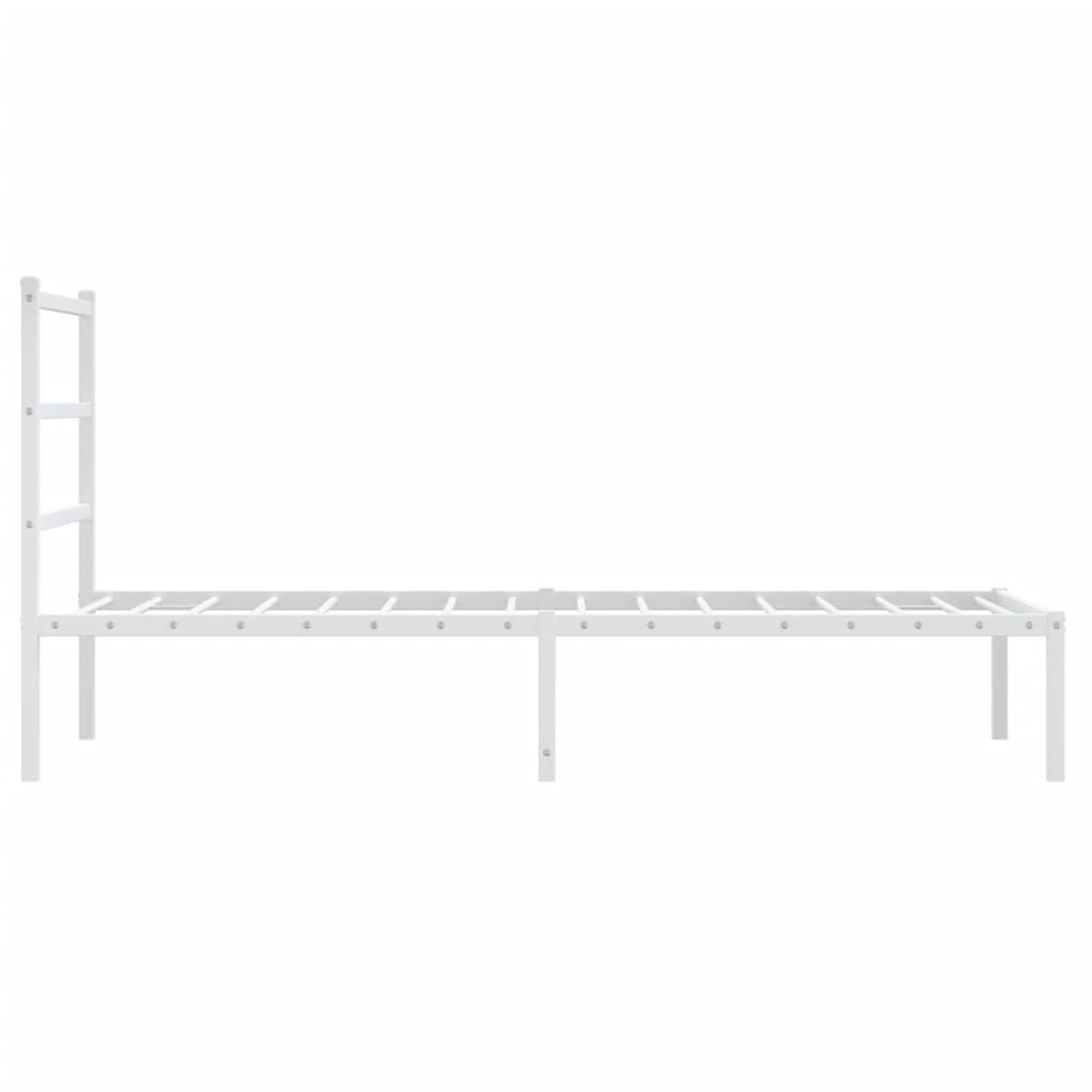 vidaXL Metal Bed Frame without Mattress with Headboard White 90x200cm