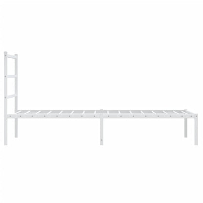 vidaXL Metal Bed Frame without Mattress with Headboard White 90x200cm