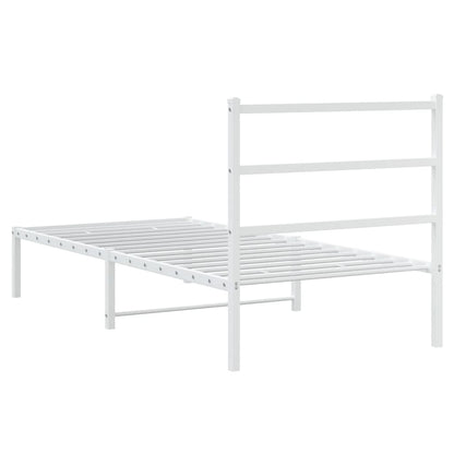 vidaXL Metal Bed Frame without Mattress with Headboard White 90x200cm
