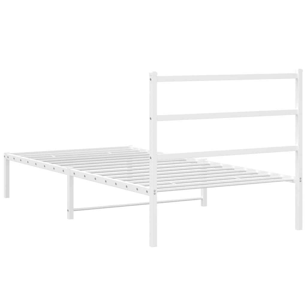 vidaXL Metal Bed Frame without Mattress with Headboard White 100x190cm