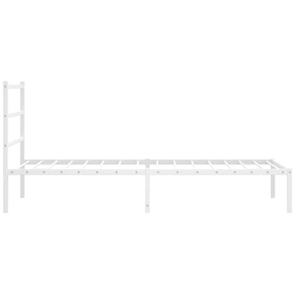 vidaXL Metal Bed Frame without Mattress with Headboard White 100x200cm