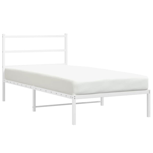 vidaXL Metal Bed Frame without Mattress with Headboard White 107x203cm