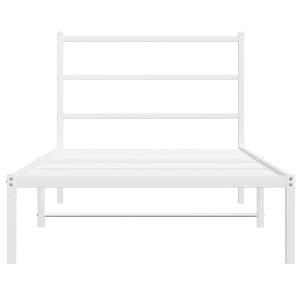 vidaXL Metal Bed Frame without Mattress with Headboard White 107x203cm