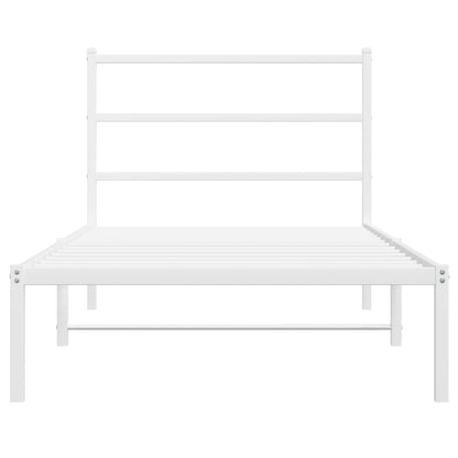 vidaXL Metal Bed Frame without Mattress with Headboard White 107x203cm