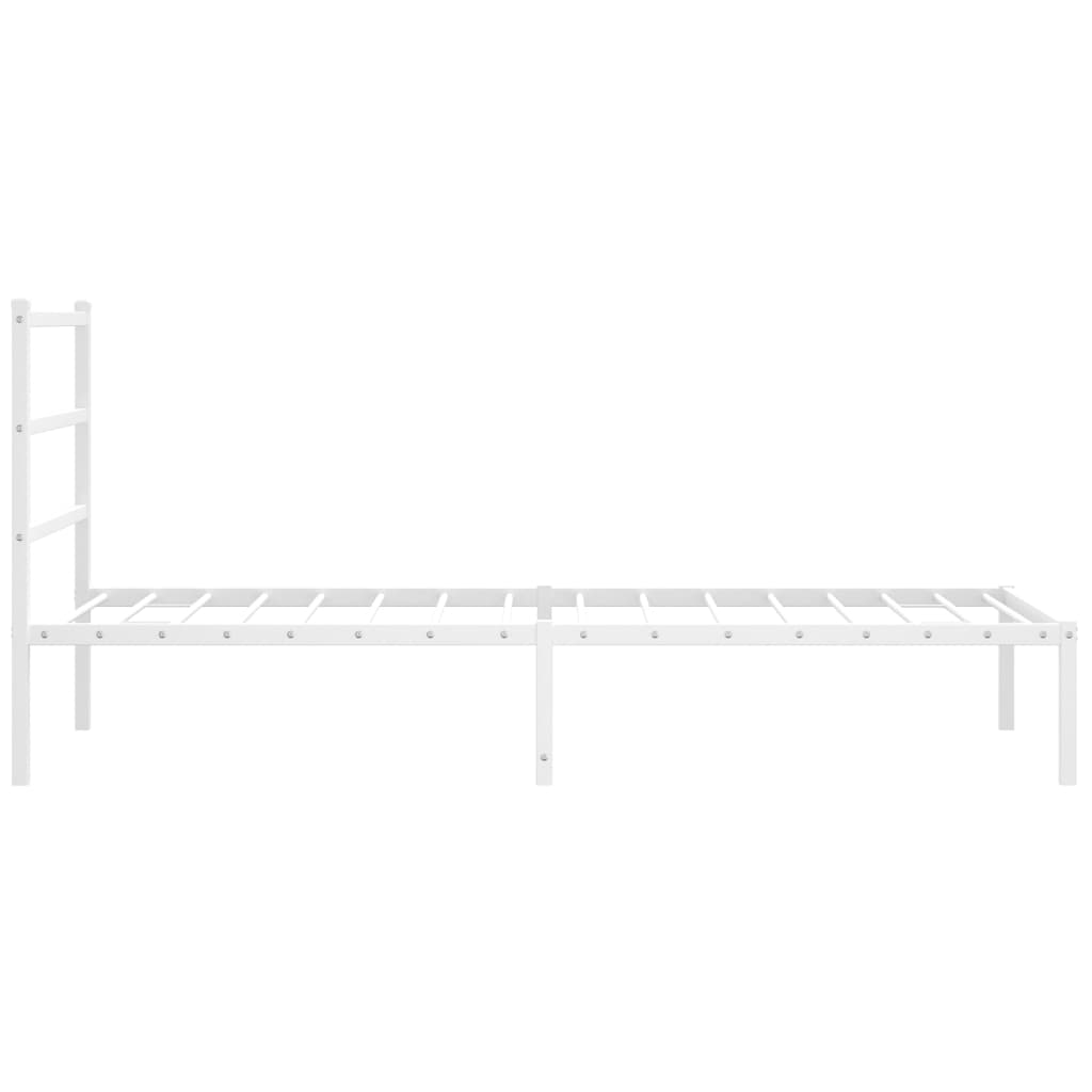 vidaXL Metal Bed Frame without Mattress with Headboard White 107x203cm