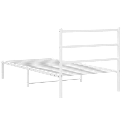 vidaXL Metal Bed Frame without Mattress with Headboard White 107x203cm