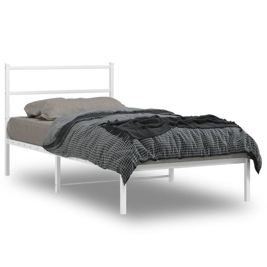 vidaXL Metal Bed Frame without Mattress with Headboard White 107x203cm