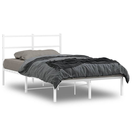 vidaXL Metal Bed Frame without Mattress with Headboard White 120x190cm