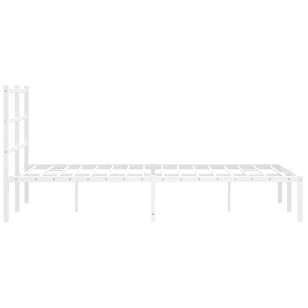vidaXL Metal Bed Frame without Mattress with Headboard White 120x200cm