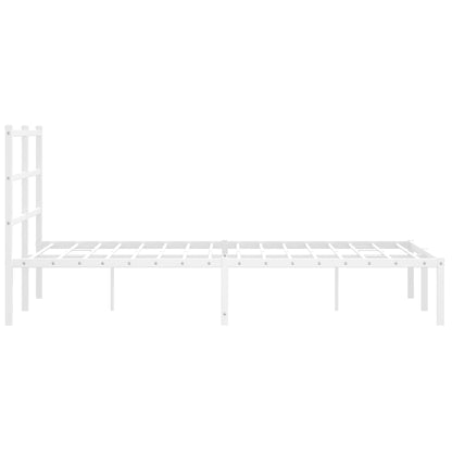 vidaXL Metal Bed Frame without Mattress with Headboard White 120x200cm