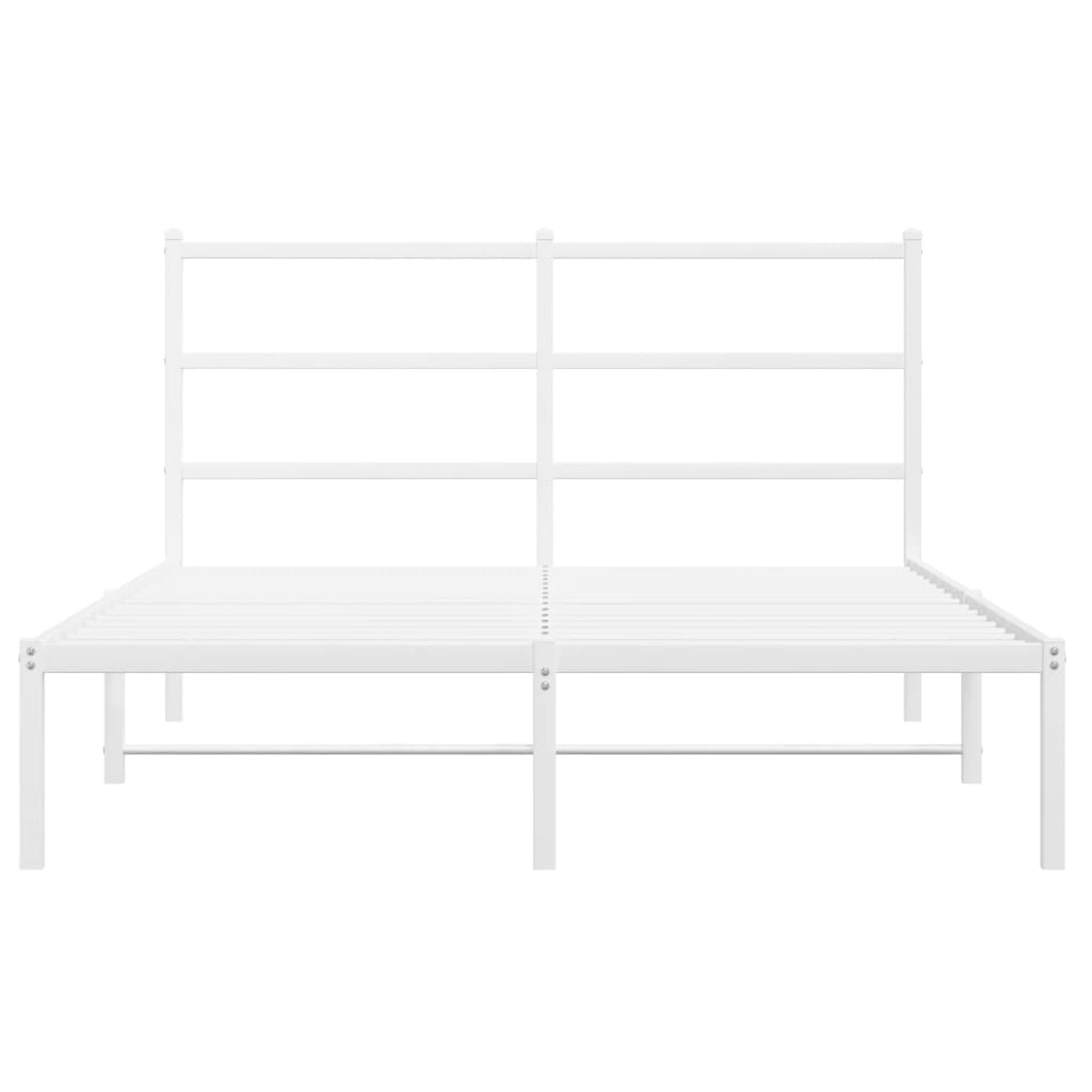 vidaXL Metal Bed Frame without Mattress with Headboard White 135x190cm