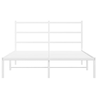 vidaXL Metal Bed Frame without Mattress with Headboard White 135x190cm