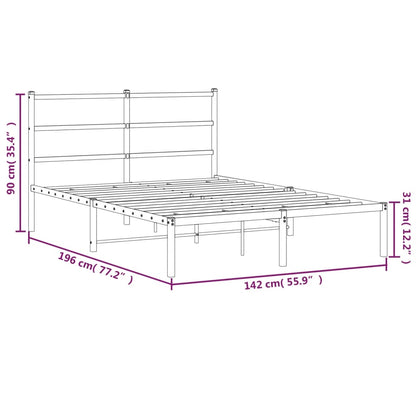 vidaXL Metal Bed Frame without Mattress with Headboard White 135x190cm