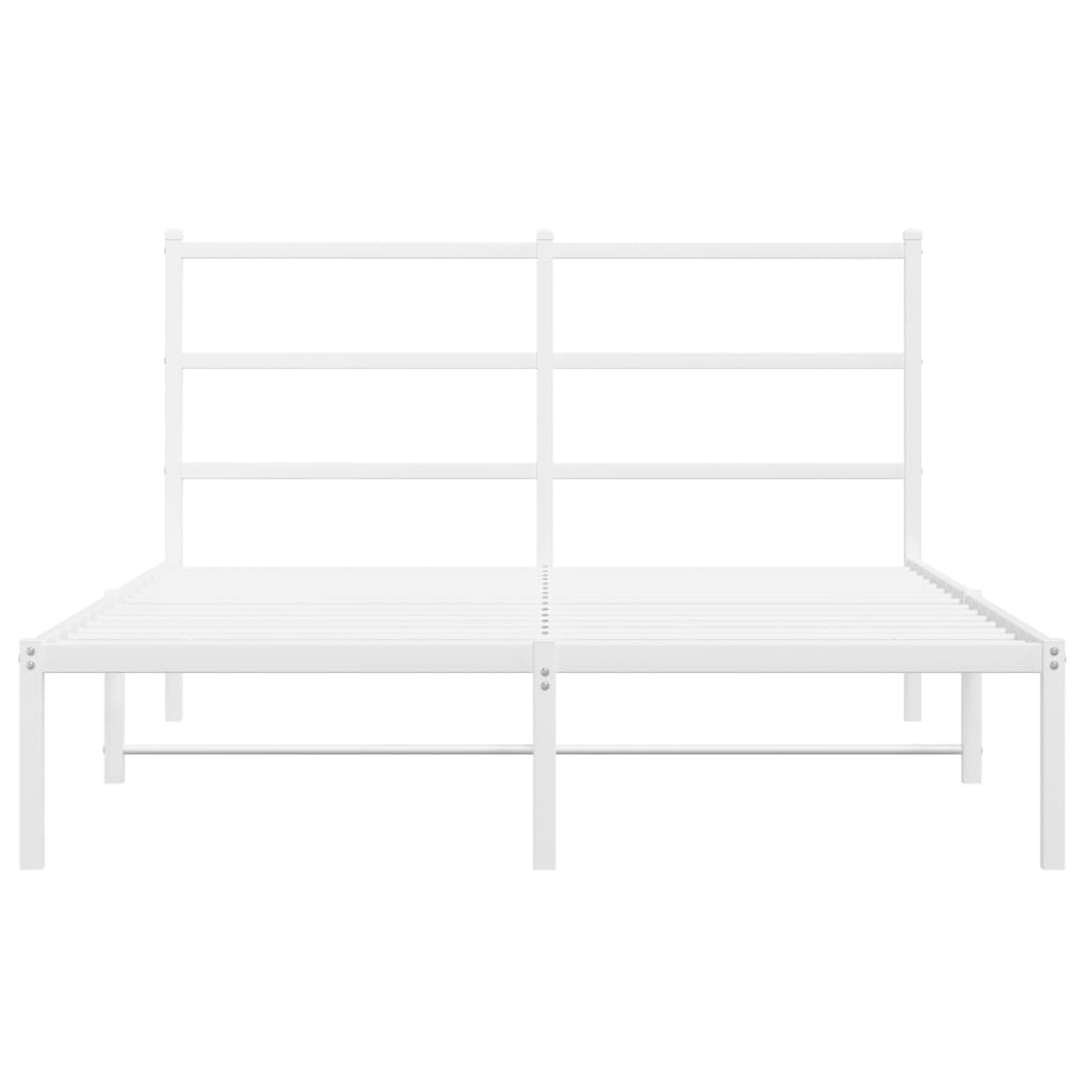 vidaXL Metal Bed Frame without Mattress with Headboard White 140x190cm