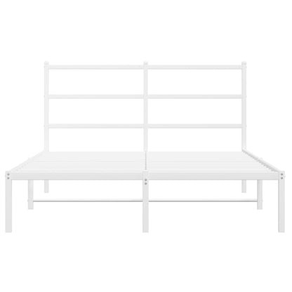 vidaXL Metal Bed Frame without Mattress with Headboard White 140x190cm