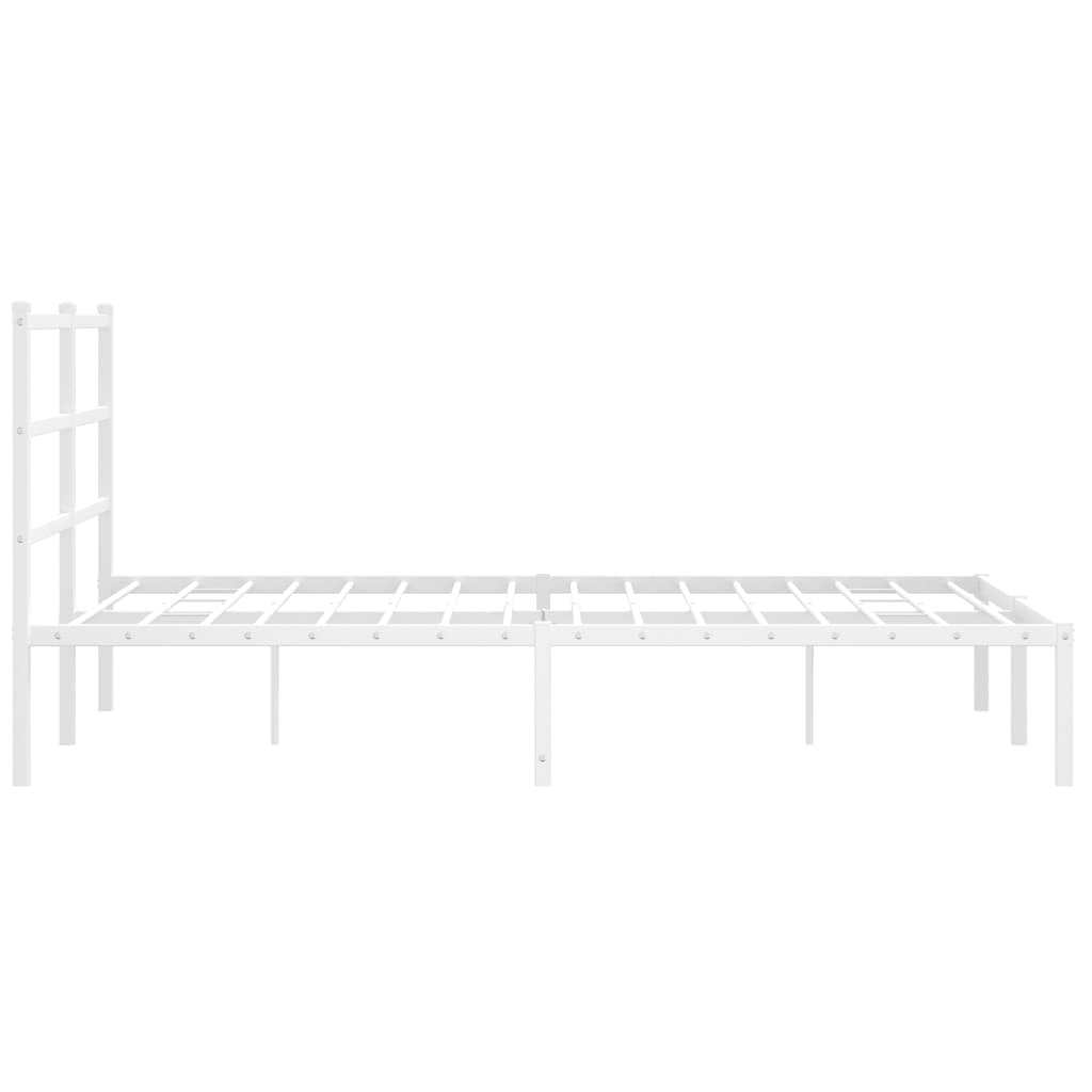vidaXL Metal Bed Frame without Mattress with Headboard White 140x190cm