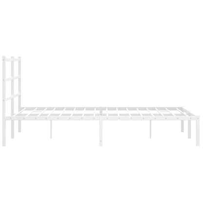vidaXL Metal Bed Frame without Mattress with Headboard White 140x190cm
