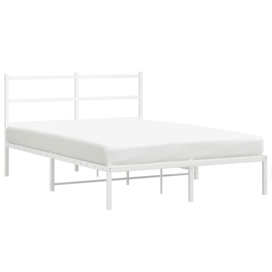 vidaXL Metal Bed Frame without Mattress with Headboard White 140x200cm