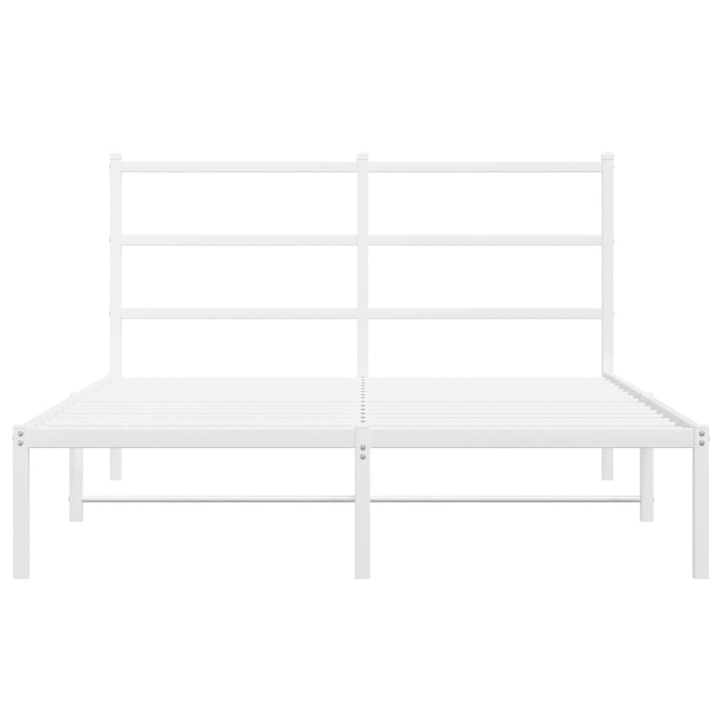 vidaXL Metal Bed Frame without Mattress with Headboard White 140x200cm