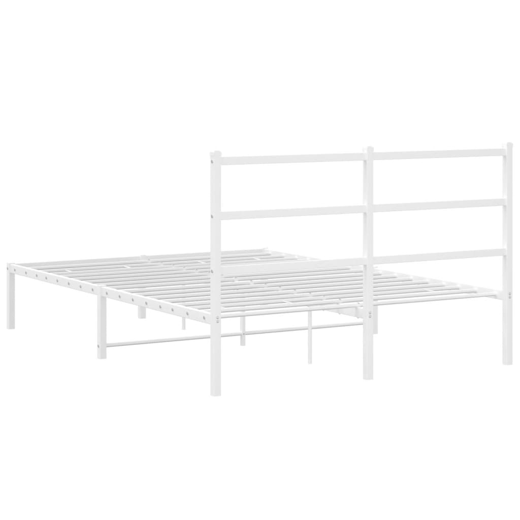vidaXL Metal Bed Frame without Mattress with Headboard White 140x200cm