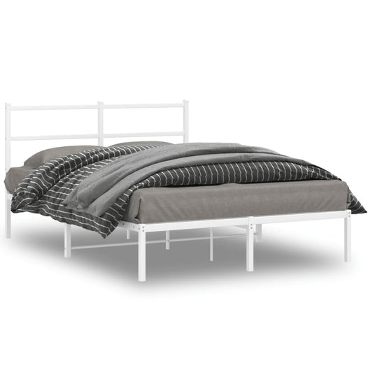 vidaXL Metal Bed Frame without Mattress with Headboard White 140x200cm