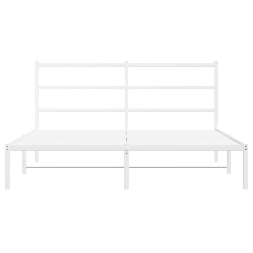vidaXL Metal Bed Frame without Mattress with Headboard White 150x200cm