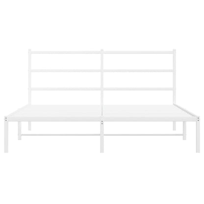 vidaXL Metal Bed Frame without Mattress with Headboard White 150x200cm