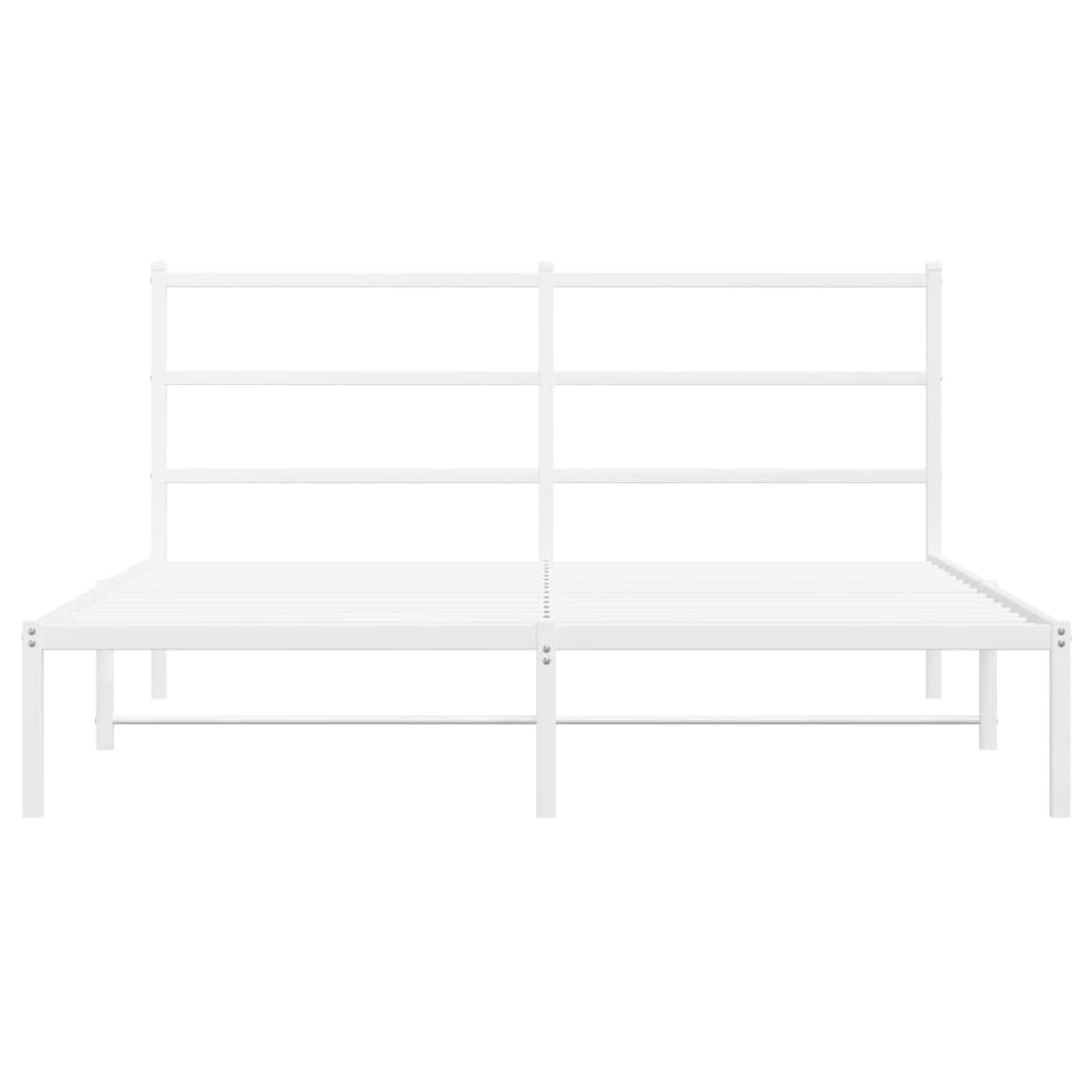 vidaXL Metal Bed Frame without Mattress with Headboard White 160x200cm