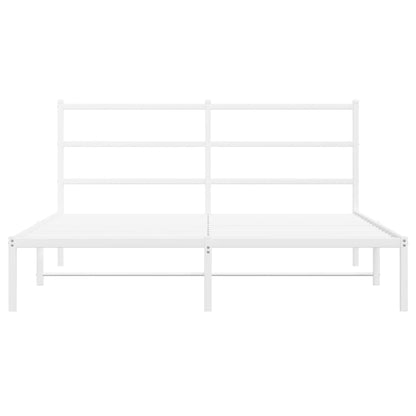 vidaXL Metal Bed Frame without Mattress with Headboard White 160x200cm