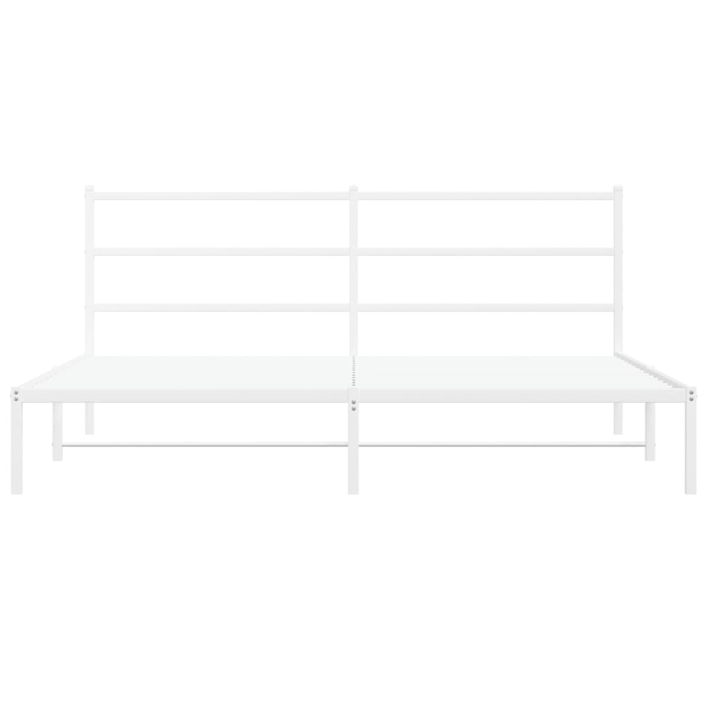 vidaXL Metal Bed Frame without Mattress with Headboard White 180x200cm