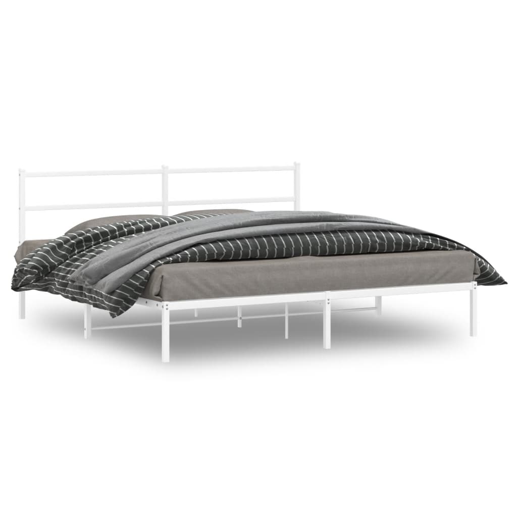 vidaXL Metal Bed Frame without Mattress with Headboard White 180x200cm