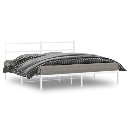 vidaXL Metal Bed Frame without Mattress with Headboard White 180x200cm