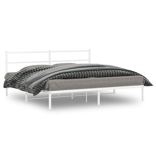 vidaXL Metal Bed Frame without Mattress with Headboard White 180x200cm
