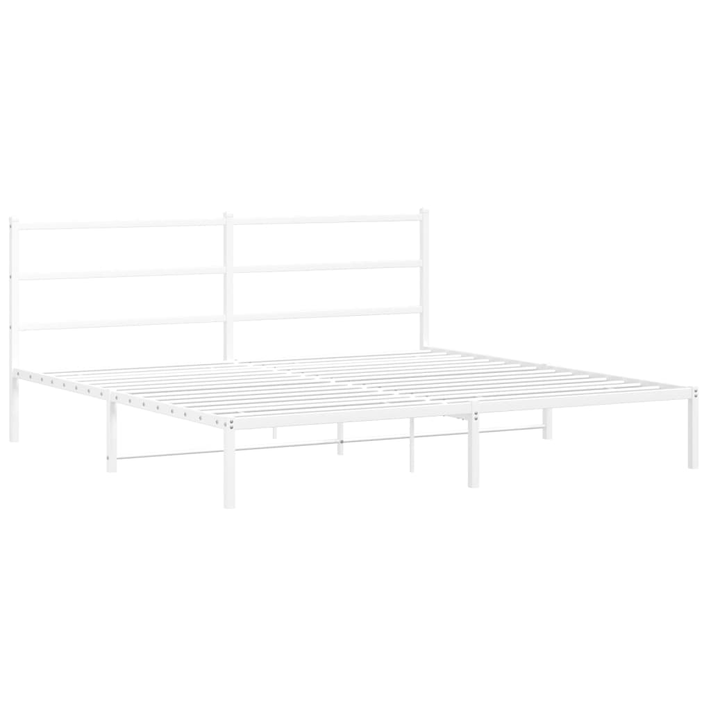 vidaXL Metal Bed Frame without Mattress with Headboard White 183x213cm