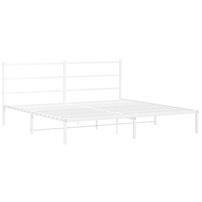 vidaXL Metal Bed Frame without Mattress with Headboard White 183x213cm