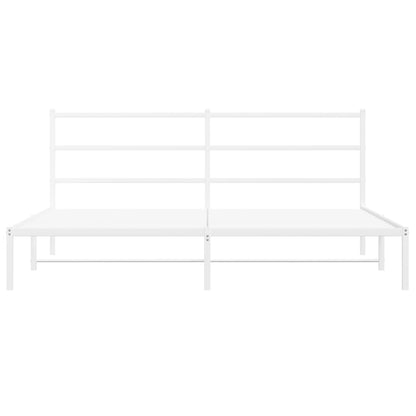 vidaXL Metal Bed Frame without Mattress with Headboard White 183x213cm