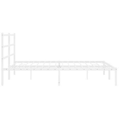 vidaXL Metal Bed Frame without Mattress with Headboard White 183x213cm