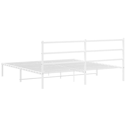 vidaXL Metal Bed Frame without Mattress with Headboard White 183x213cm