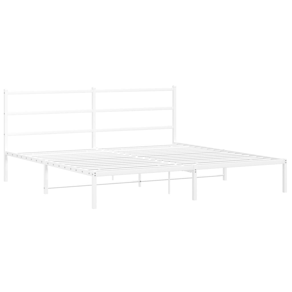 vidaXL Metal Bed Frame without Mattress with Headboard White 193x203cm