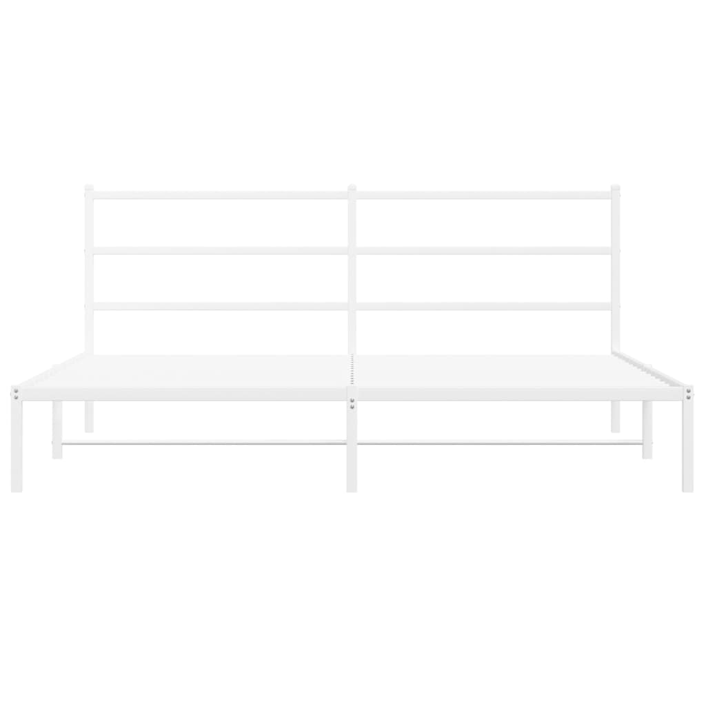 vidaXL Metal Bed Frame without Mattress with Headboard White 193x203cm
