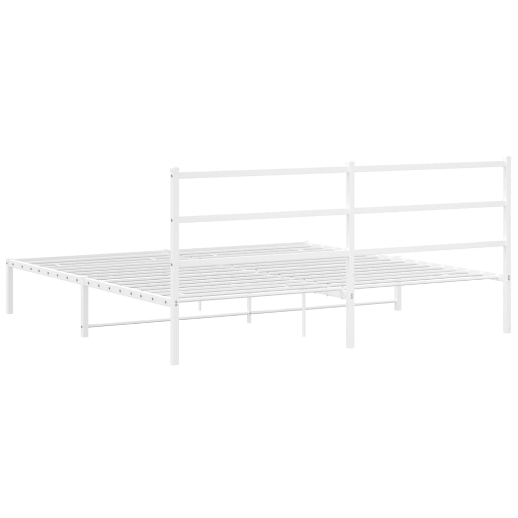 vidaXL Metal Bed Frame without Mattress with Headboard White 193x203cm