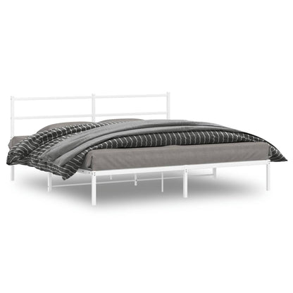vidaXL Metal Bed Frame without Mattress with Headboard White 193x203cm
