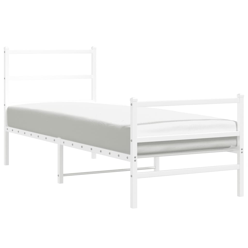 vidaXL Metal Bed Frame without Mattress with Footboard White 80x200cm